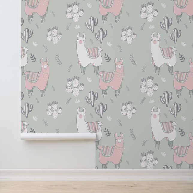 Papel Pintado Patrón de Llama Pastel (Solicitud)