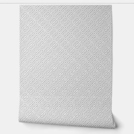 Papel Pintado Patrón de llave griega gris claro y blanco