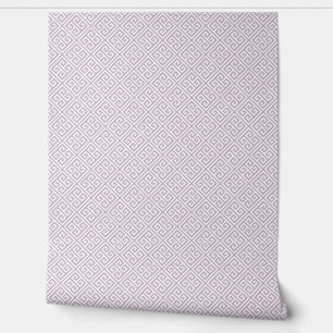 Papel Pintado Patrón de llave griega púrpura y blanco lila
