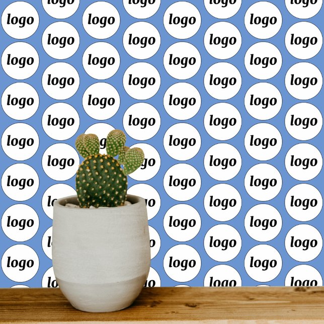 Papel Pintado Patrón de logotipo azul (Simple custom logo pattern business promotional wallpaper In blue)