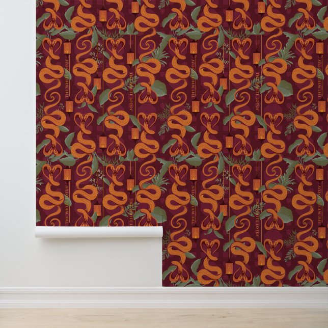 Papel Pintado Patrón de lujo serpenteante: el Lotus blanco (Solicitud)