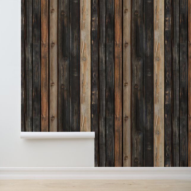 Papel Pintado Patrón de madera oscura (Solicitud)