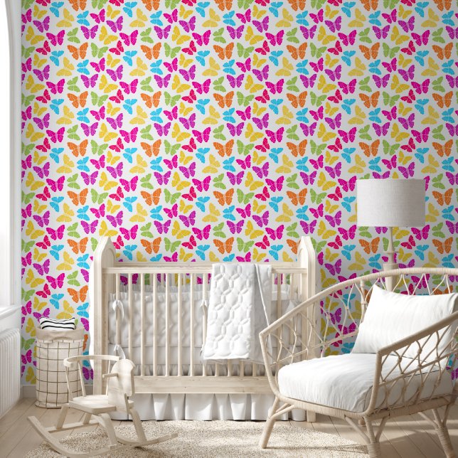 Papel Pintado Patrón de mariposa de arco iris brillante (Niños)