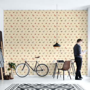 Papel Pintado Patrón de mariposa de tono cálido