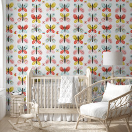 Papel Pintado Patrón De Mariposa Y Floral