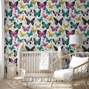 Papel Pintado Patrón de mariposas caprichosas