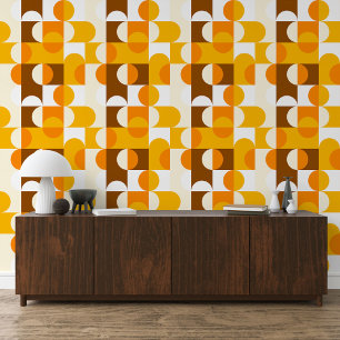 Papel Pintado Patrón de medias tintas amarillas Naranja blanco m