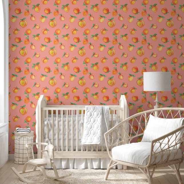 Papel Pintado Patrón de melocotón de verano dulce (Niños)