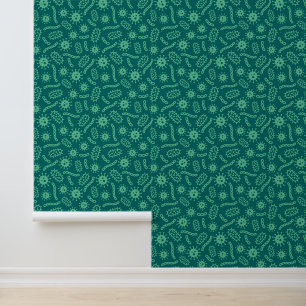 Papel Pintado Patrón de microbios verdes