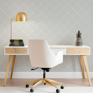 Papel Pintado Patrón de monograma diagonal gris mínimo controlad