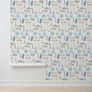Papel Pintado Patrón de monumentos famosos