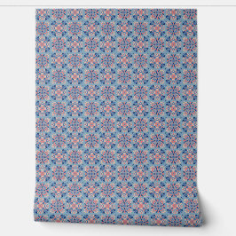 Papel Pintado Patrón de mosaico azul polvoriento