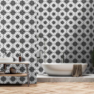 Papel Pintado Patrón de mosaico blanco y negro