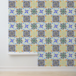 Papel Pintado Patrón de mosaico de estilo mallorquín italiano