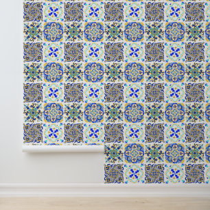 Papel Pintado Patrón de mosaico de estilo mallorquín italiano