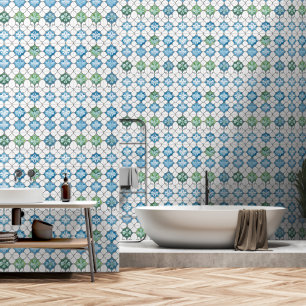 Papel Pintado Patrón de mosaico del resumen verde azul