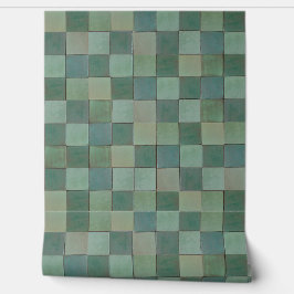 Papel Pintado Patrón de mosaico geométrico verde Papel de escrit