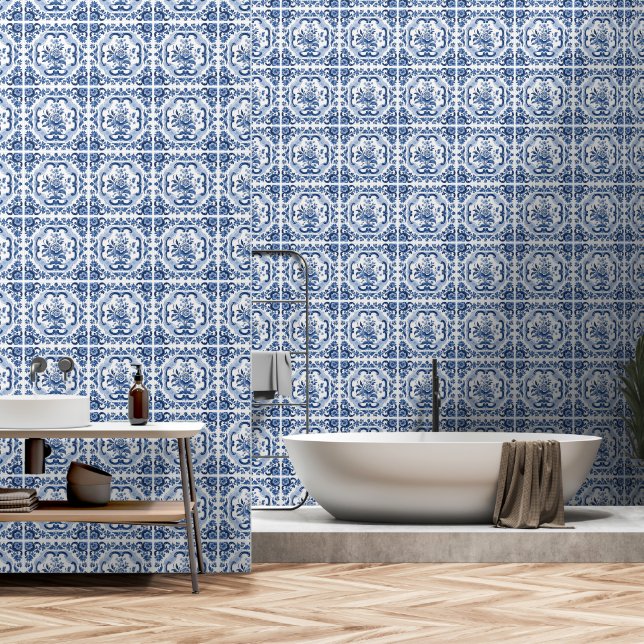 Papel Pintado Patrón de mosaico holandés (Baño)