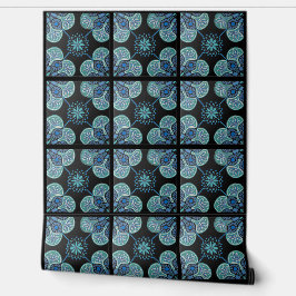 Papel Pintado Patrón de mosaico negro y azul vinilo