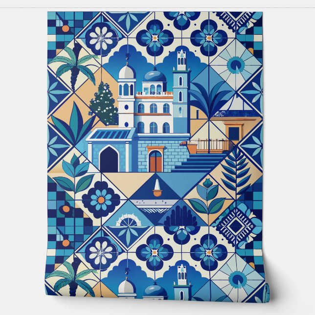 Papel Pintado Patrón de mosaicos de Azulejo (Desenrollar)