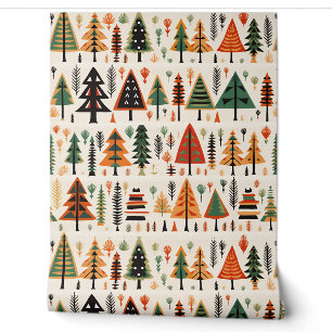 Papel Pintado Patrón de Navidades de arte folclórico escandinavo