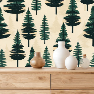 Papel Pintado Patrón de Navidades de pinos de color de agua de v