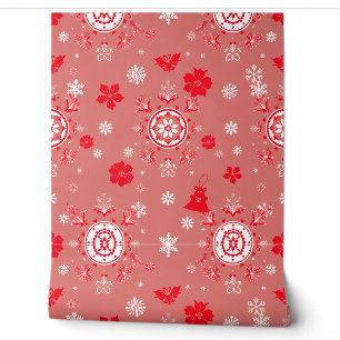 Papel Pintado Patrón de Navidades rojos y blancos festivos