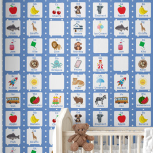 Papel Pintado Patrón de niños ABC de alfabeto azul