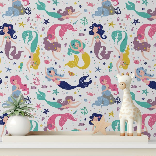 Papel Pintado Patrón de niños de Chicas modernos de Sirenas Cuta (Subido por el creador)