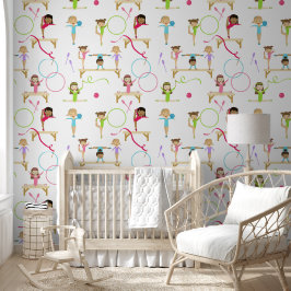 Papel Pintado Patrón de niños de gimnasia multicolor