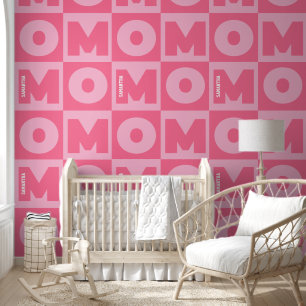 Papel Pintado Patrón de nombre de mamá rosa personalizado