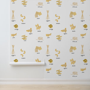 Papel Pintado Patrón de nombres y formas de pasta de italiano