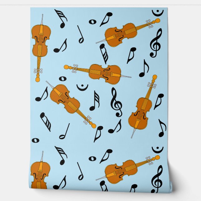 Papel Pintado Patrón de notas de música de Cello (Desenrollar)