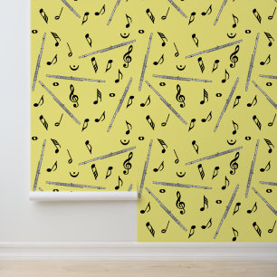 Papel Pintado Patrón de notas de música de flauta