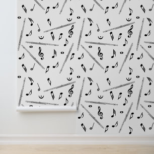 Papel Pintado Patrón de notas de música de flauta