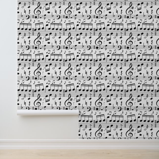 Papel Pintado Patrón de notas musicales (Solicitud)