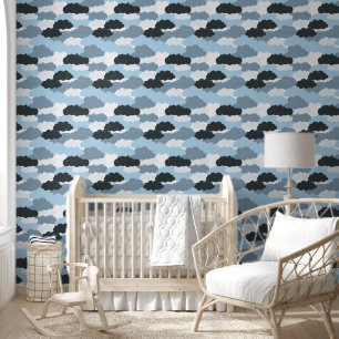 Papel Pintado Patrón de nube azul en negrita