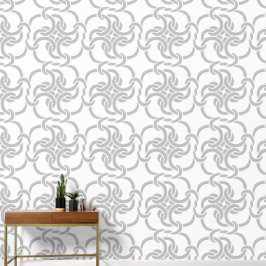 Papel Pintado Patrón de nudo celta Elegante blanco y gris modern