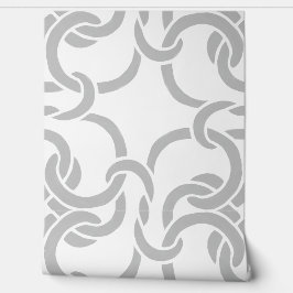 Papel Pintado Patrón de nudo celta Elegante blanco y gris modern