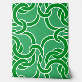 Papel Pintado Patrón de nudo celta Elegante blanco y verde moder