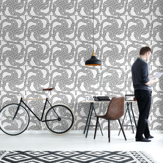 Papel Pintado Patrón de nudos de cadena gris inicial del persona
