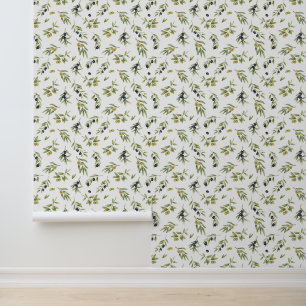 Papel Pintado Patrón de oliva de color agua