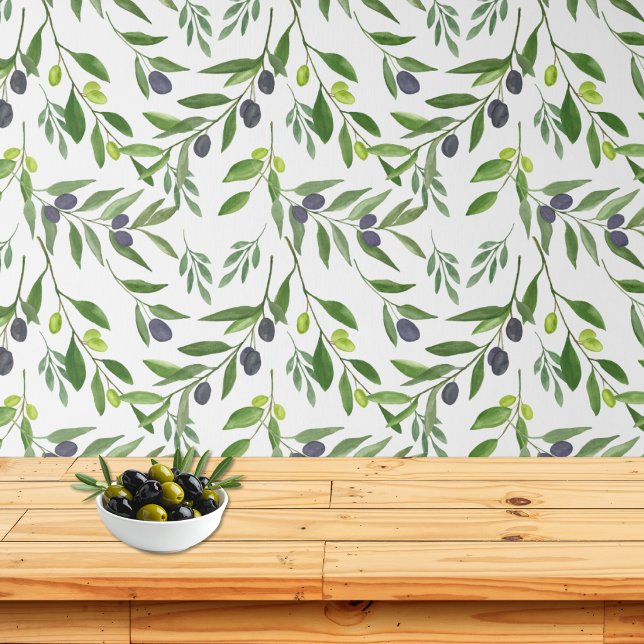 Papel Pintado Patrón de olivo acuarela (Subido por el creador)