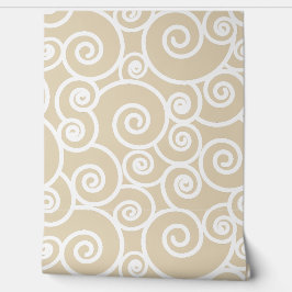 Papel Pintado Patrón de ondas abstractas Océano blanco beige