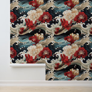 Papel Pintado Patrón de ondas de inspiración japonesa