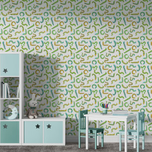 Papel Pintado Patrón de oruga verde amarillo azul para guardería