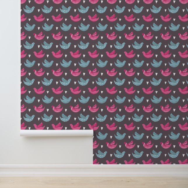 Papel Pintado patrón de pájaros coloridos (Solicitud)