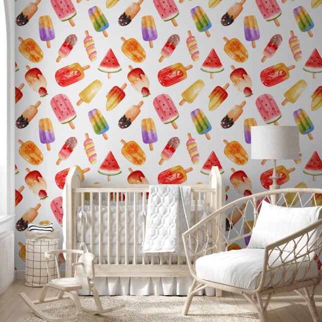 Papel Pintado Patrón de paleta de verano acuarela (Niños)