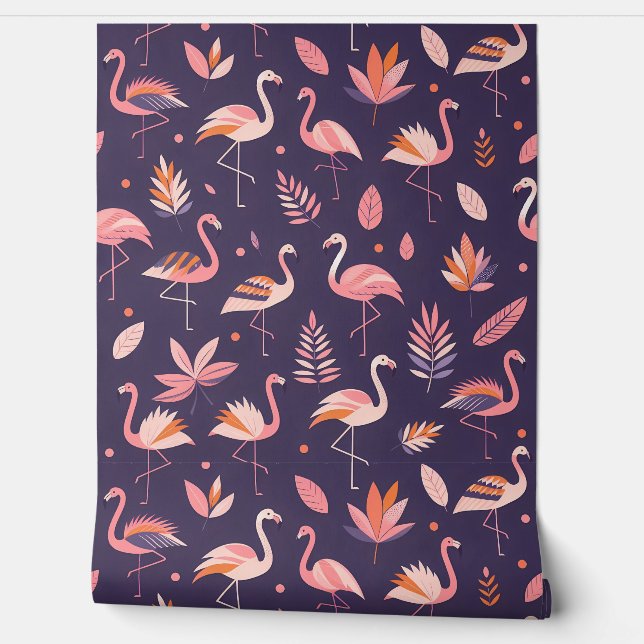 Papel Pintado Patrón de paraíso de flamingo (Desenrollar)