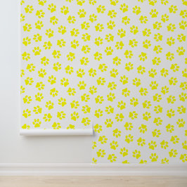 Papel Pintado Patrón De Patas, Patas De Perro, Patas Amarillas